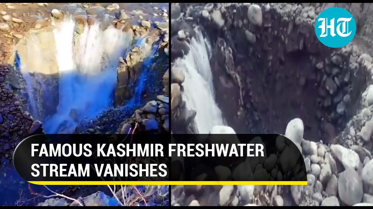 Fear in South Kashmir area, massive sinkhole swallows stream | Nature's fury or natural phenomenon?