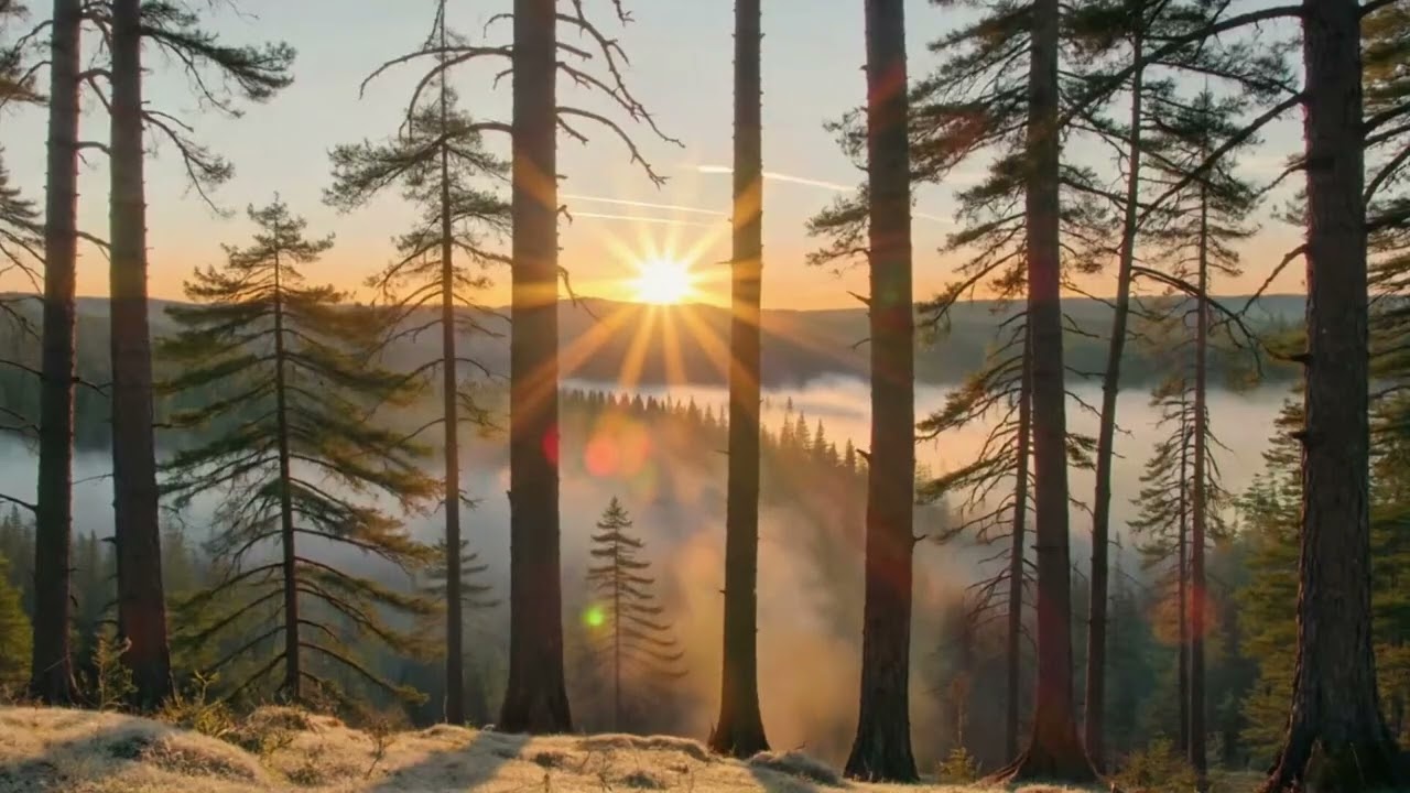 3 Hours Cinematic Forest Sunrise 🌅 Golden Light & Morning Mist | Relaxing Nature Ambience