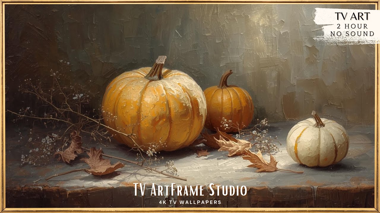 Pumpkin Still Life | Vintage Autumn Art | 4K Frame TV Wallpaper