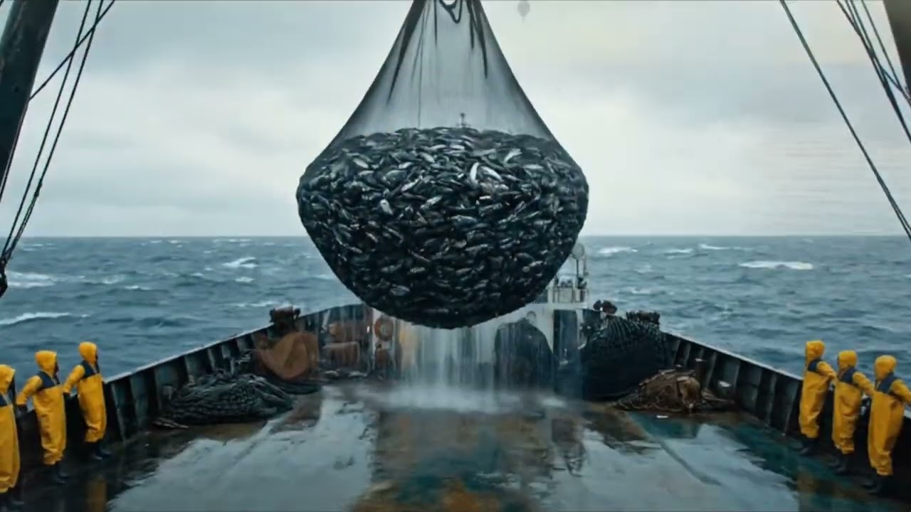 Amazing Giant Net Catch : Hundreds Tons of Fish -Fastest Giant Fish Fishin...