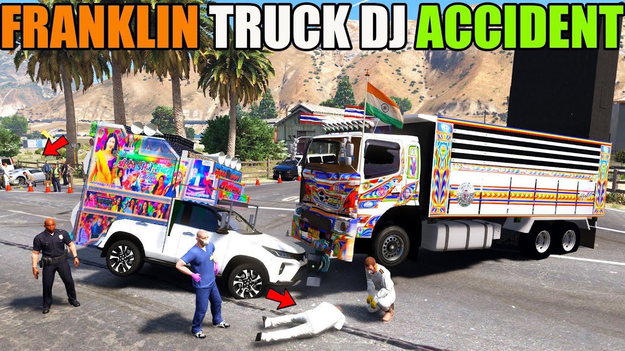 FRANKLIN TRUCK DJ ACCIDENT | GTA 5 😲