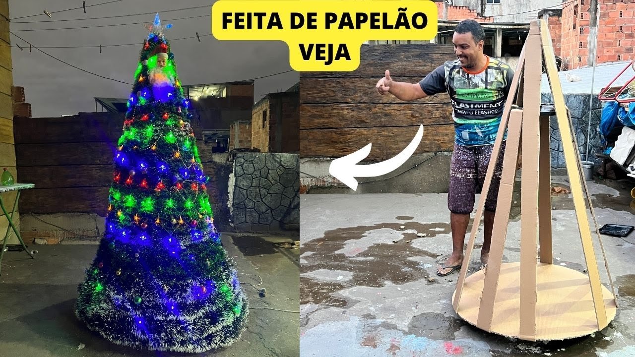diy christmas tree BRILHANTE IDEIA - ARVORE DE NATAL CASEIRA FEITA DE PAPELÃO big christmas tree