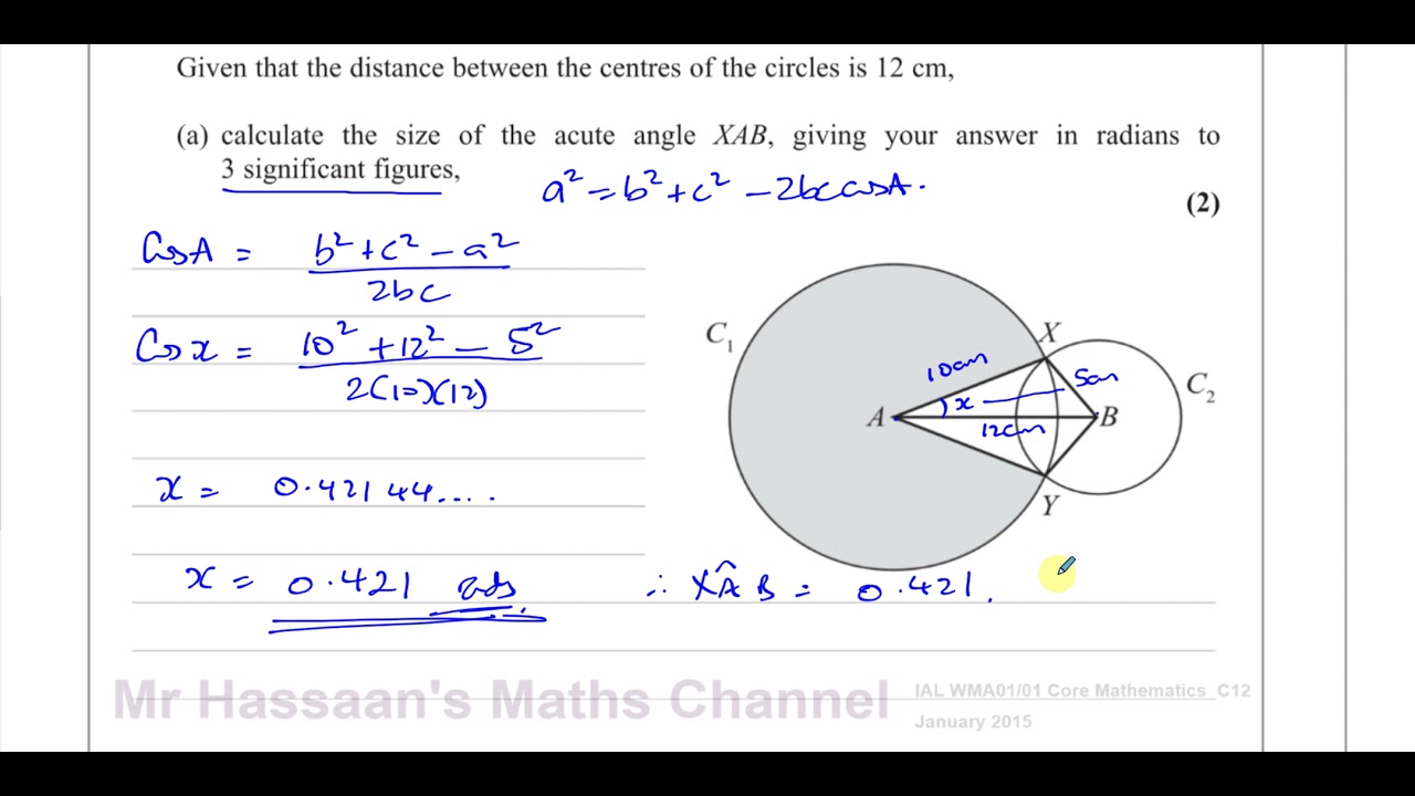 WMA01/01 IAL (Edexcel) C12 Jan 2015 Q9 Radian Measure, Triangles, Kites