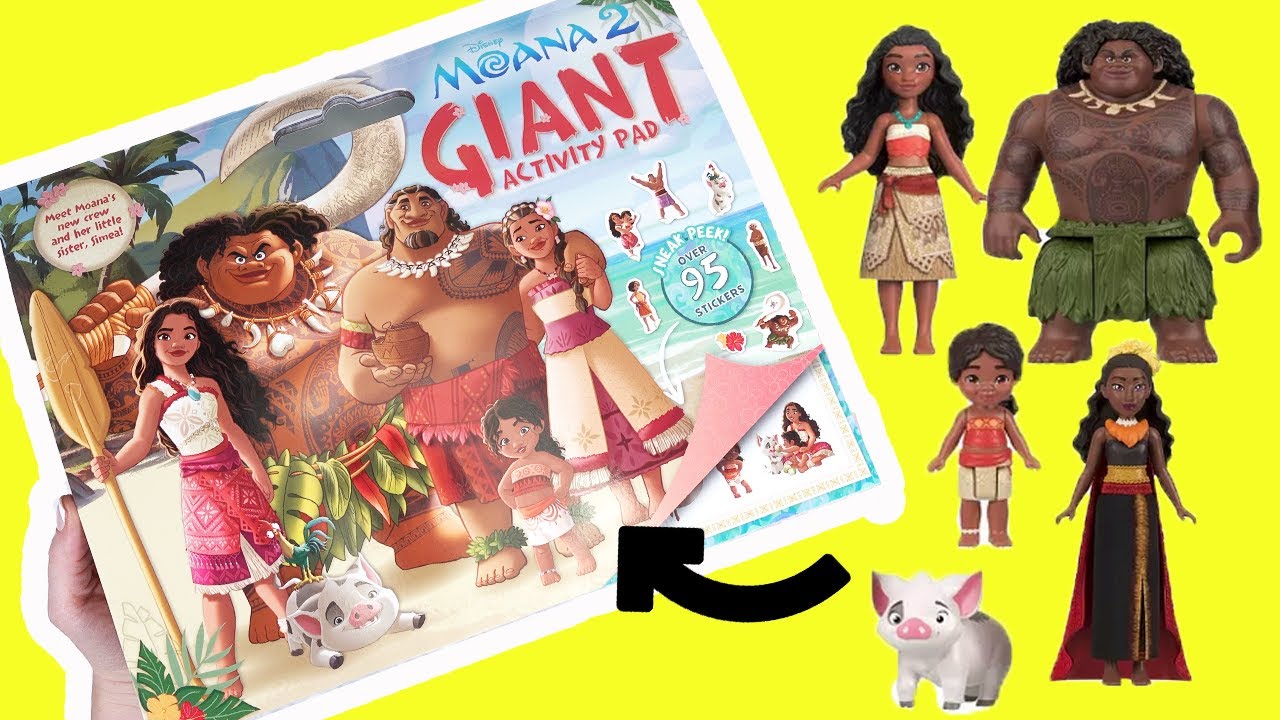 Moana 2 DIY Giant Activity Book with Stickers, Coloring, and Character Dolls