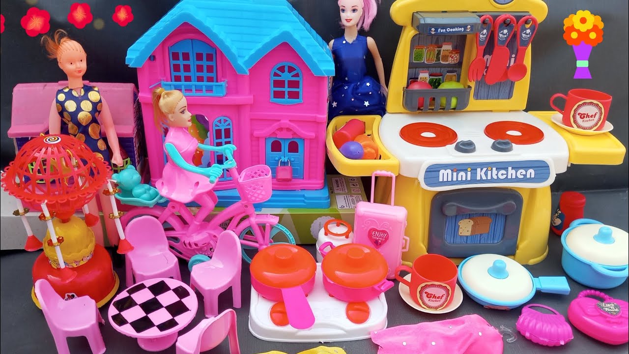 12 Minutes Satisfying with Unboxing Barbie Doll Kitchen set Toys Review | ASMR