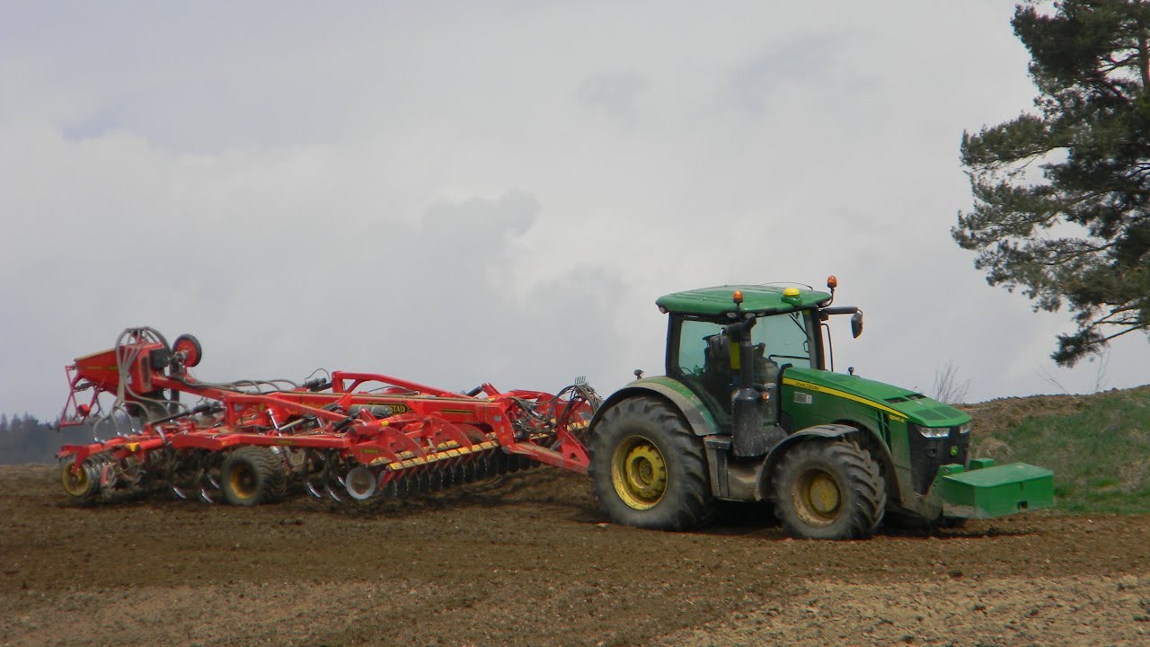 John Deere 8345R model 2014 + Vaderstad Top Down 500 with Biodrill, připrava pod brambory *HD*