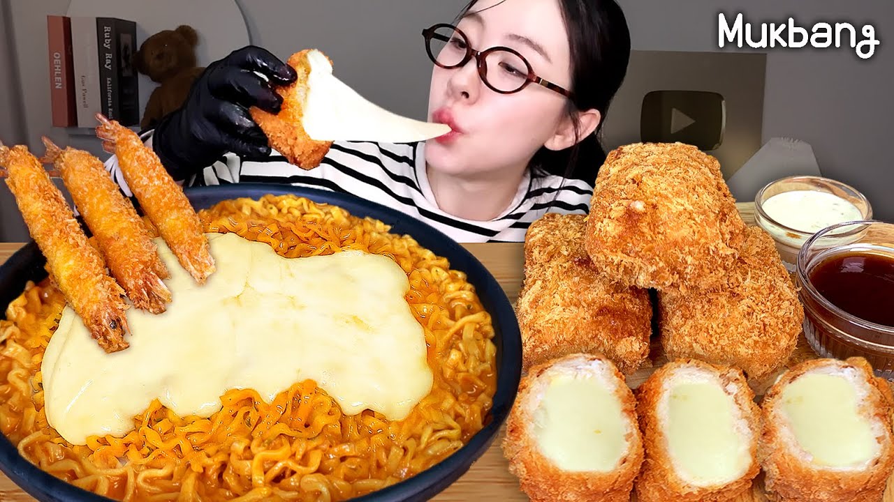 첫입에 감탄, 두입에 중독🔥치즈폭탄 까르보불닭볶음면 & 치즈지옥 돈까스 먹방(치즈가 진짜...후덜덜👍🏻)ㅣ불닭볶음면 치즈돈까스 먹방 ㅣBuldak noodles Mukbang