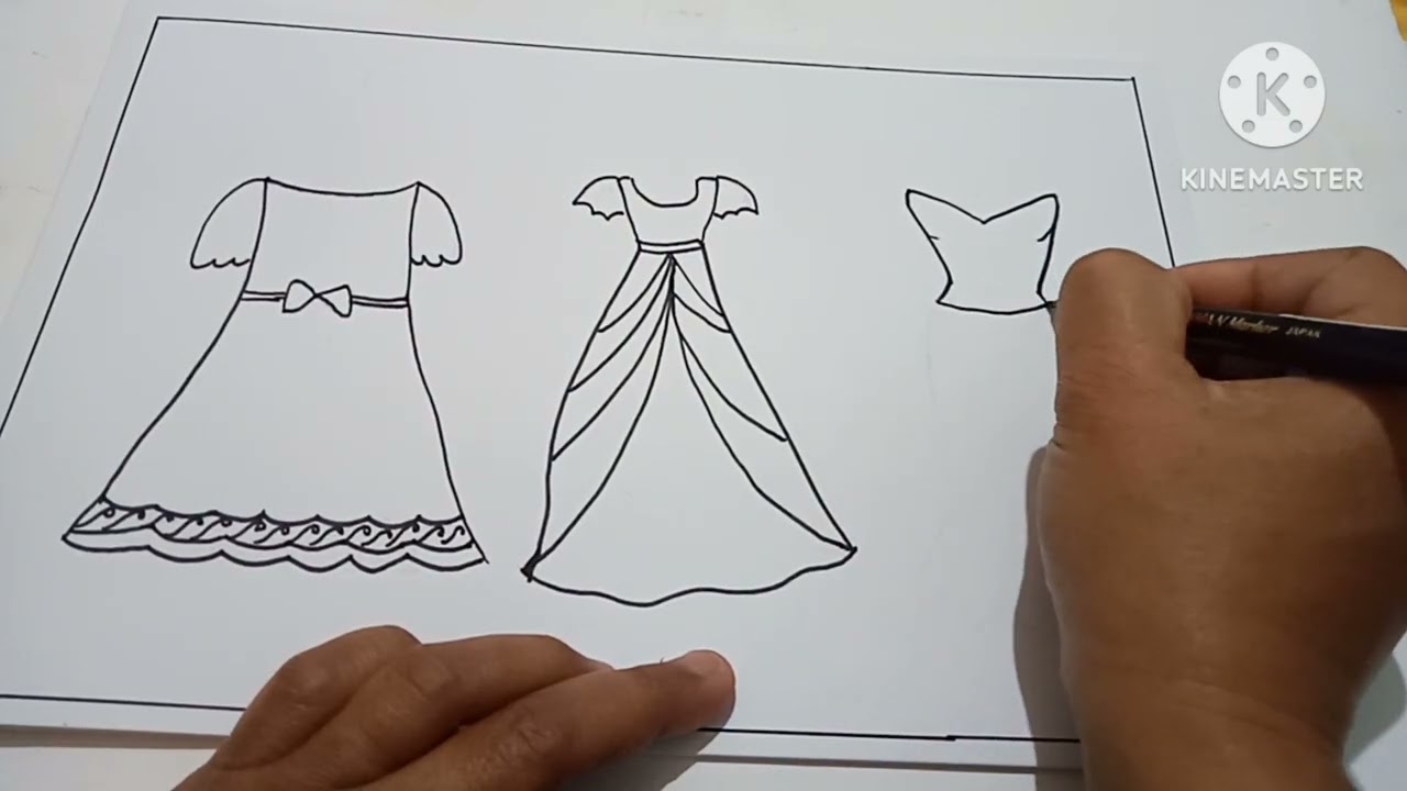 Menggambar 3 gaun cantik(@Mamizu_Draw)