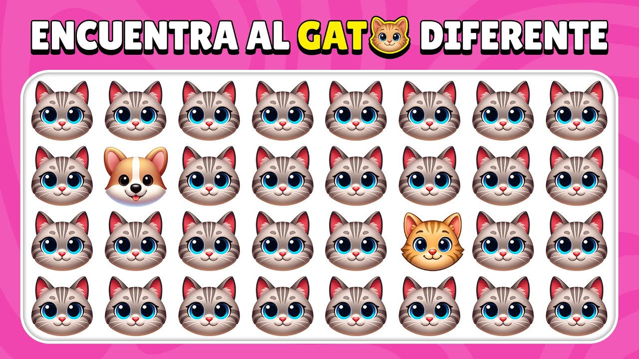 Encuentra el Emoji Diferente - Edición de Animales 🐭🐶😾 | Fácil, Medio, Difícil – 40 Niveles
