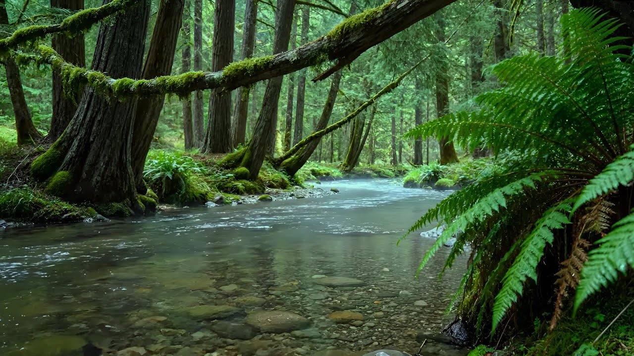 Calming Forest Ambience Birds Singing Beautiful Stream Sounds for Medicine, Deep Sleep, Study Focus