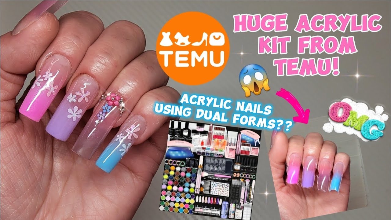 LETS TRY A HUGE ACRYLIC KIT FROM TEMU! CAN WE USE DUAL FORMS?? 🤔