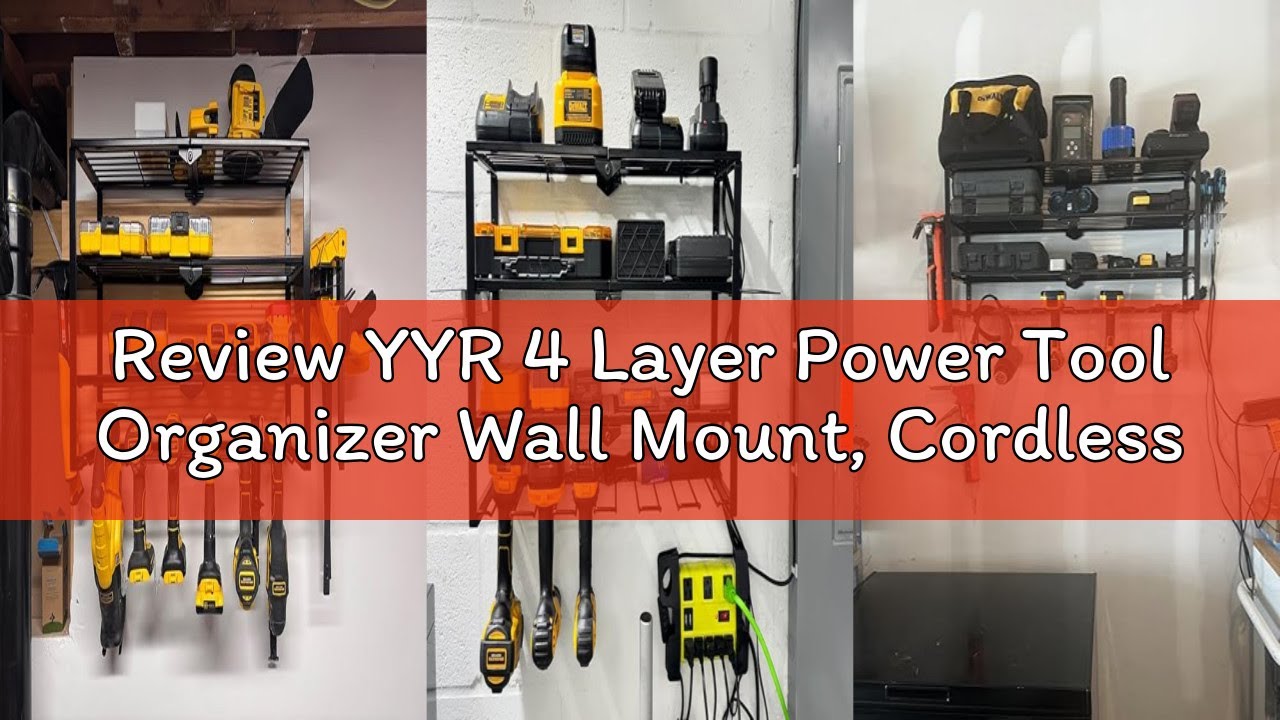 Review YYR 4 Layer Power Tool Organizer Wall Mount, Cordless Drill Hanger Storage Rack, Battery Tool