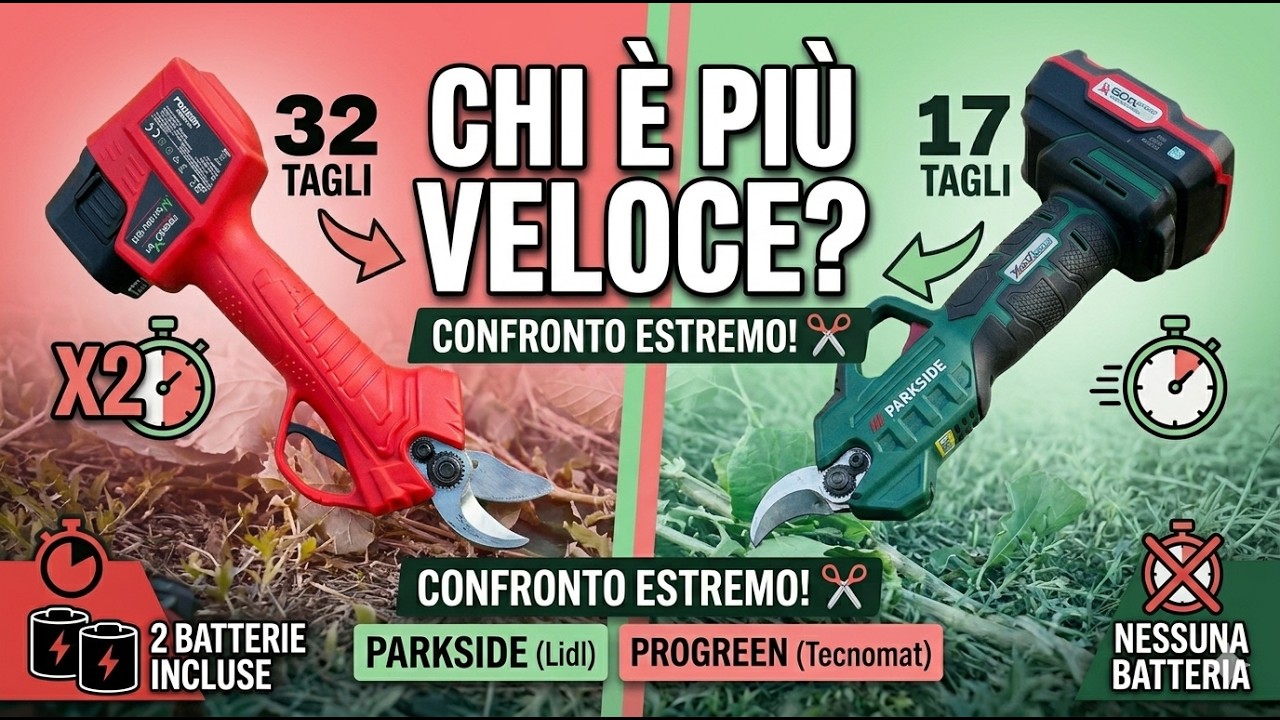 PAAS 20-Li Vs PROGREEN PGF 16,8 L  cesoie a batteria  CHALLENGE PAAS 20-Li Vs PROGREENL  shears
