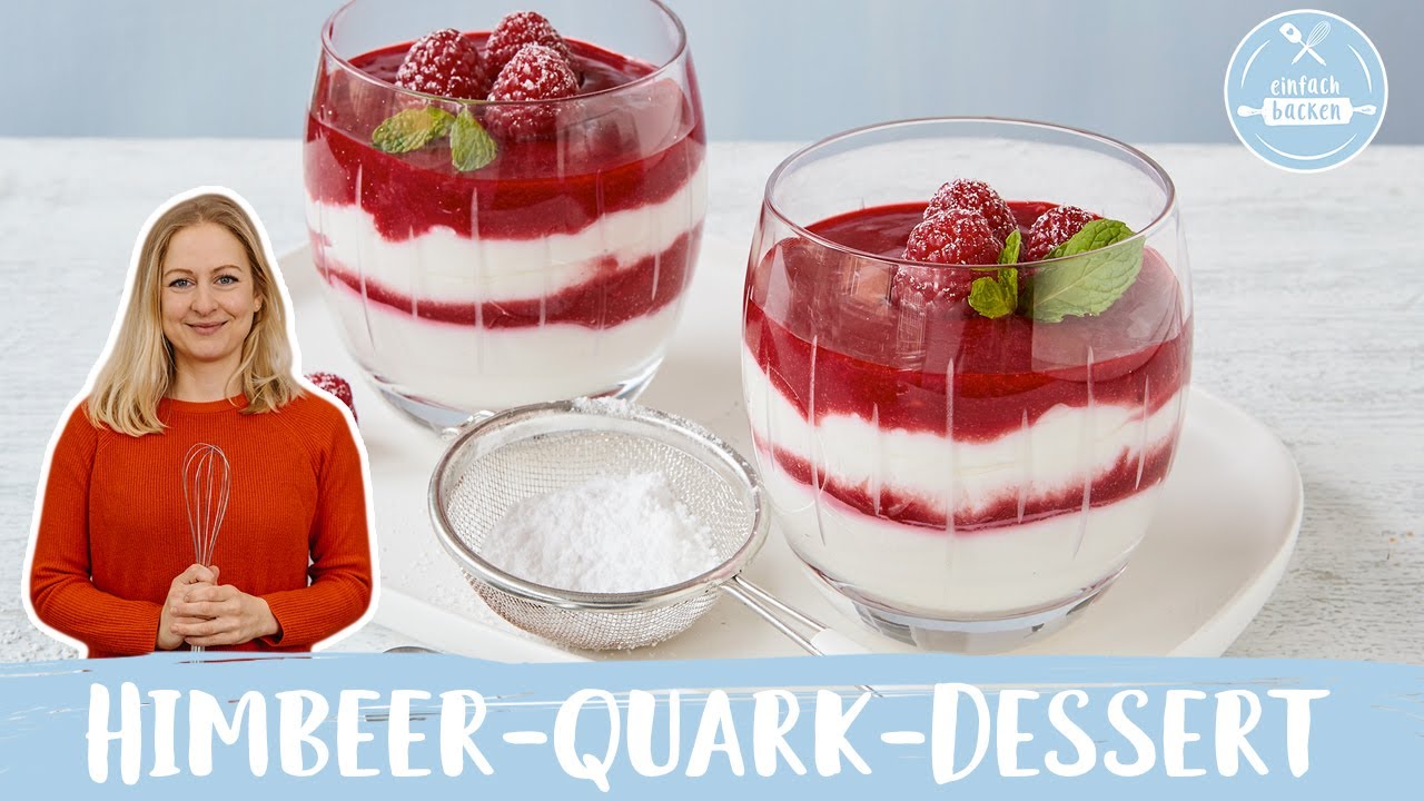 Himbeer-Quark-Dessert 💗 | Schichtdessert mit Himbeeren | ⏱️ 5 Minuten Rezept | Einfach Backen