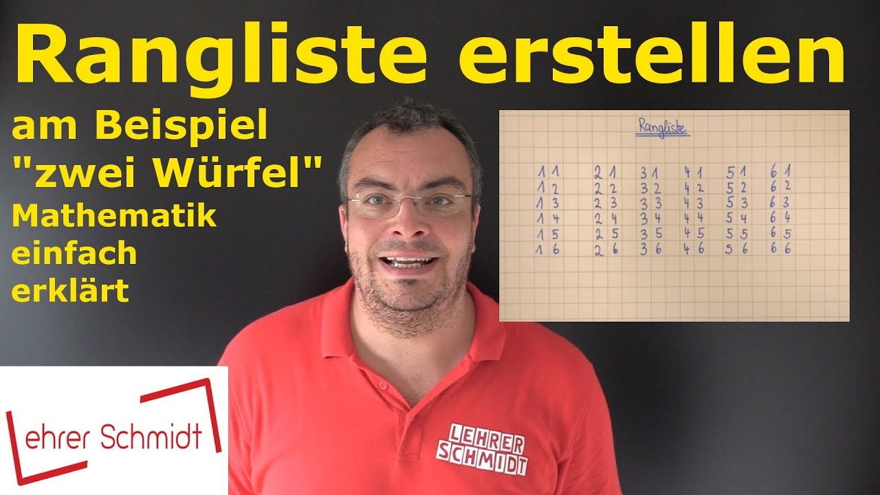 Rangliste - ein Beispiel mit zwei W&uuml;rfeln | Daten und Zufall | Mathematik | Lehrerschmidt