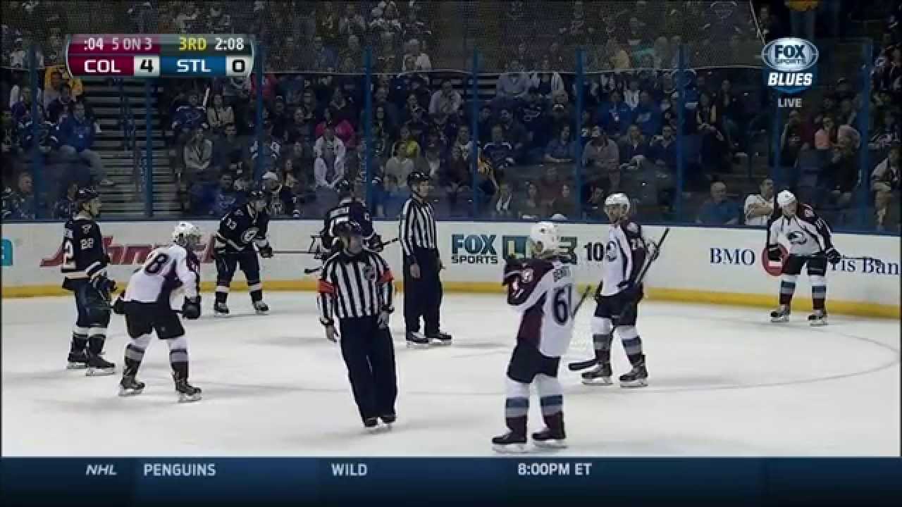 Line brawl in 3rd. Fight. Colorado Avalanche vs St. Louis Blues 4/5/14 NHL Hockey.