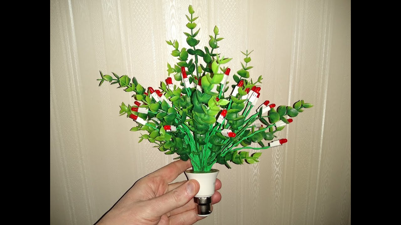 Dangerous DIY Krampus LED foliage lamp.