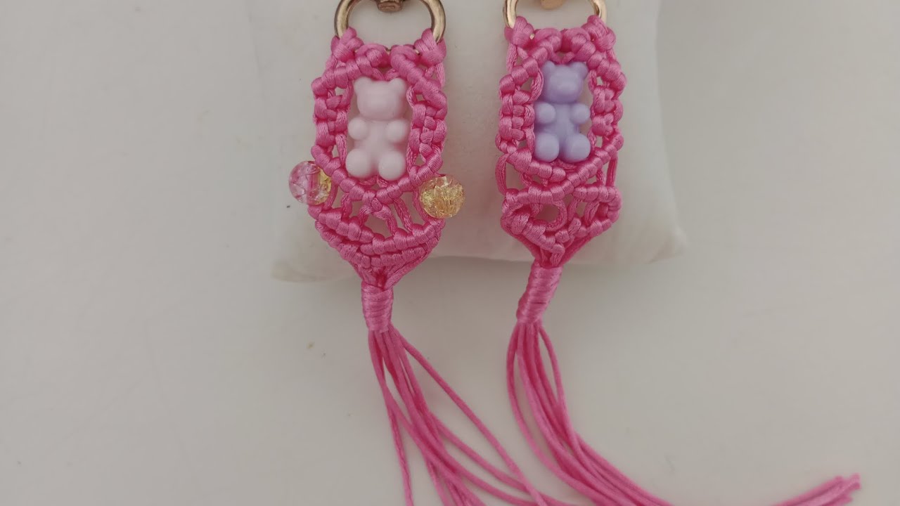 Chaveiro macramé lembrancinha chá de bebê - nó Festonê e nó Quadrado😍