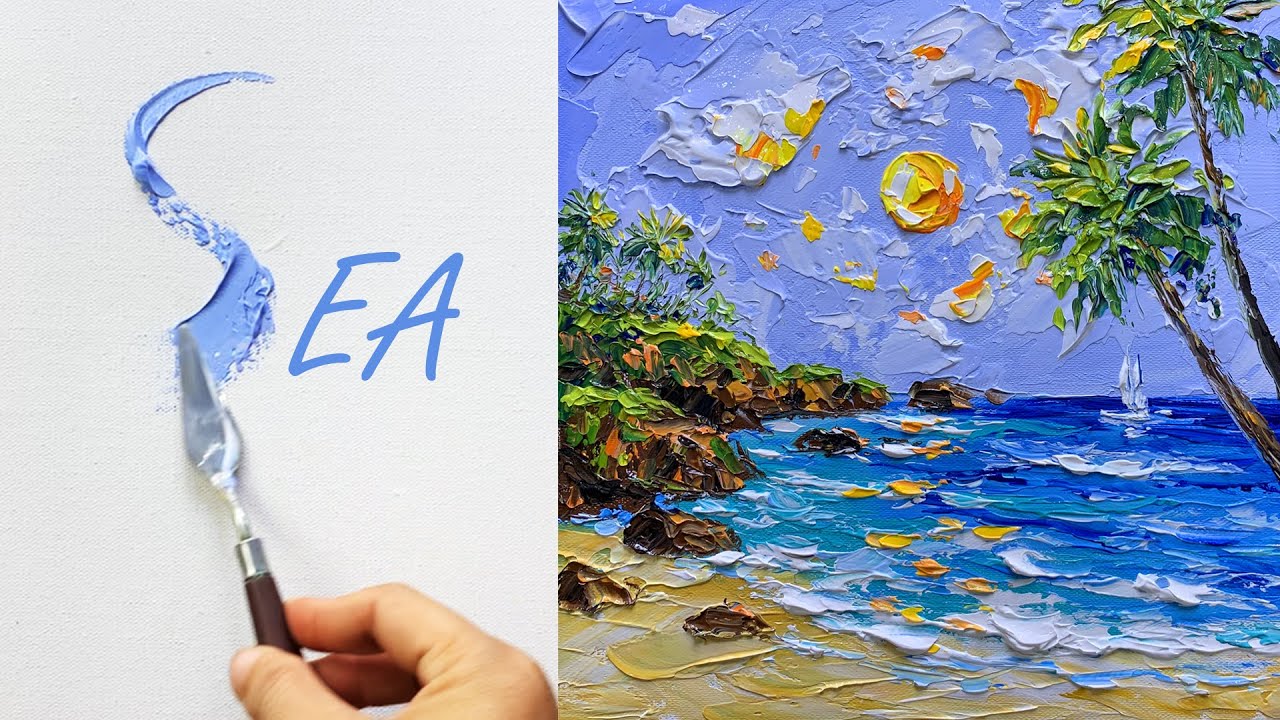 How to Paint Seascape using a Palette knife /  Acrylic Painting