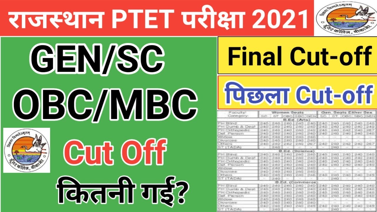 Ptet 2021 Cut off | Ptet 2021 Cut-off category wise | Ptet 2021 | Ptet 2021 expected cutoff 2021