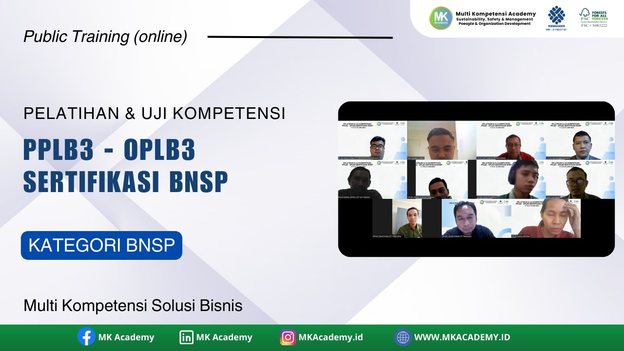 Pelatihan & Uji Kompetensi PPLB3 - OPLB3 Sertifikasi BNSP