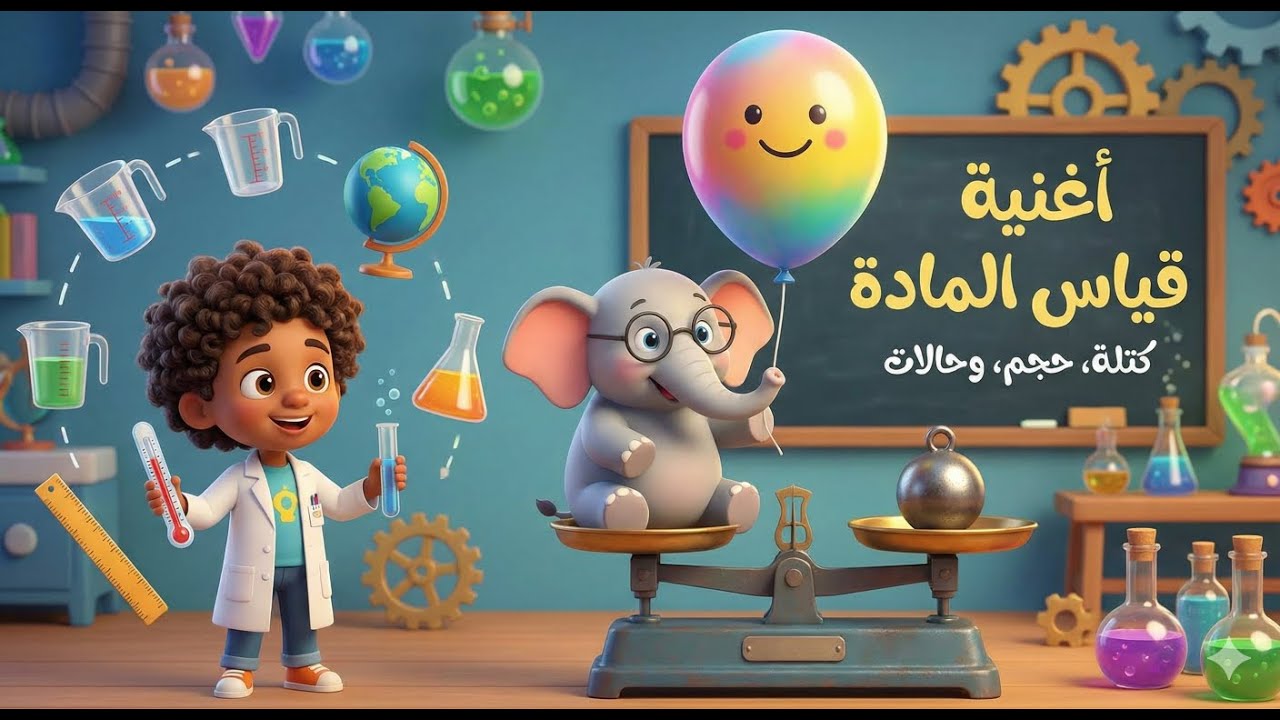 أغنية قاس المادة: الكتلة والحجم  | سر الفيل والبالونة 🐘🎈.. مين يكسب في الميزان؟ (أغنية علوم)