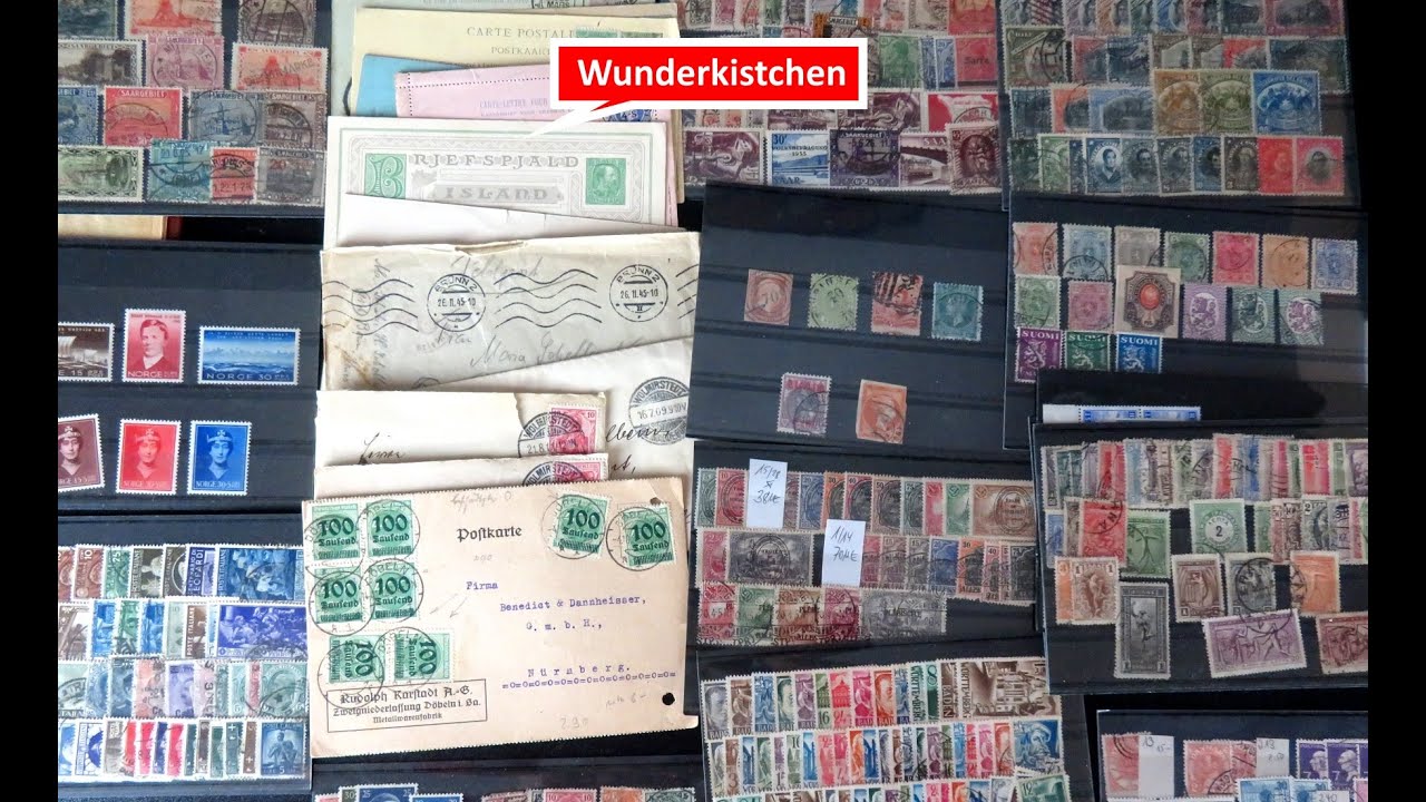 Briefmarken Verkaufsfilm: Schatzsuche und Verkauf in Wunderkistchen 1 mit Briefmarken, Briefen usw.