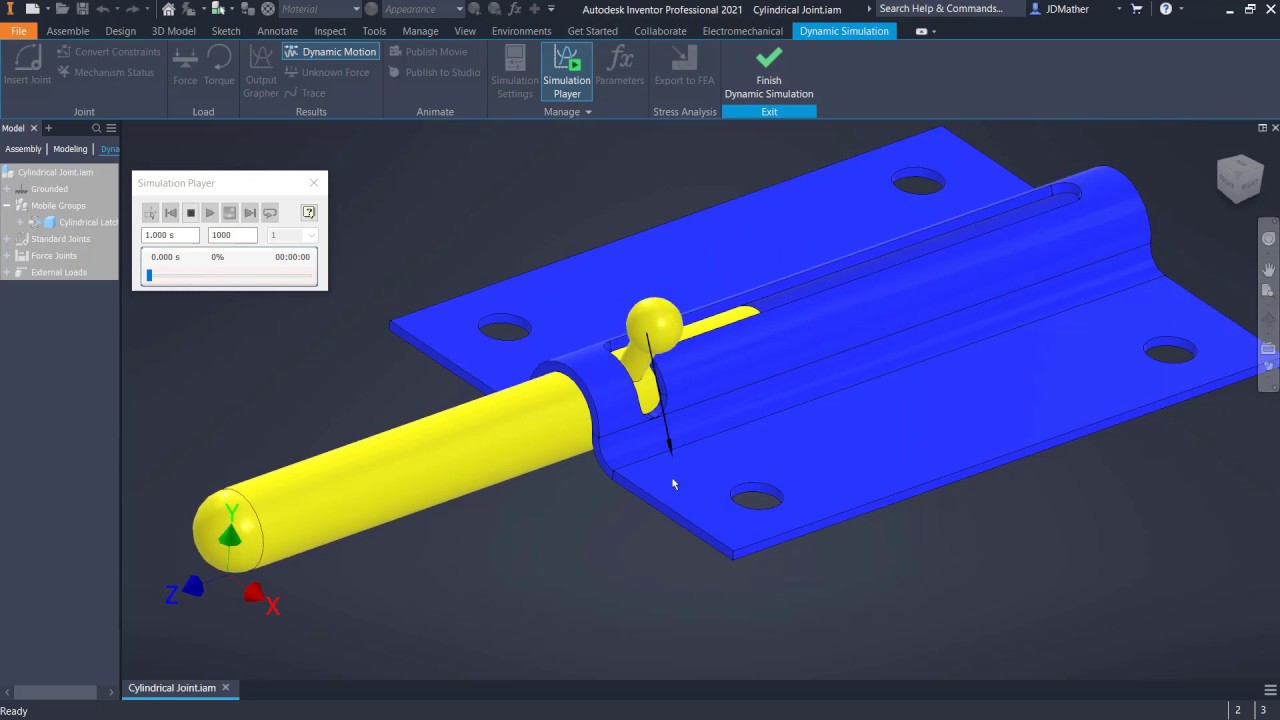 Dynamic Simulation - Cylindrical Joint