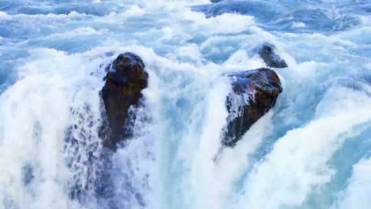 10 Hours of Relaxing Blue Waterfalls (TV Screensaver)