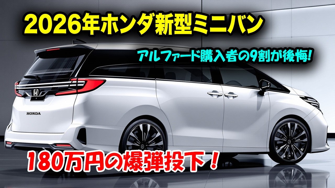 ホンダが新型ミニバン7人乗り2026年登場、180万円の爆弾投下！アルファード購入者の9割が後悔する驚愕の理由！