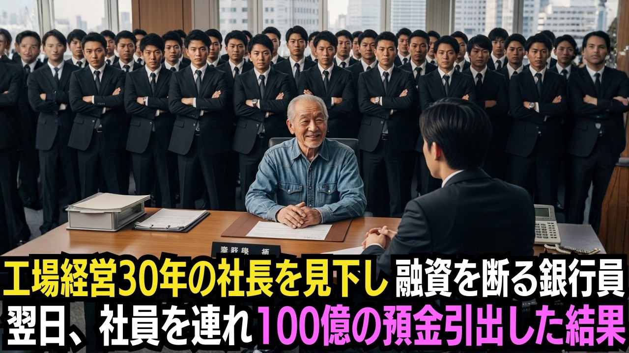 【銀行パニック】工場経営30年の社長を見下し融資を断る銀行員→翌日、100人の社員を連れて預金を全て引き出した結果