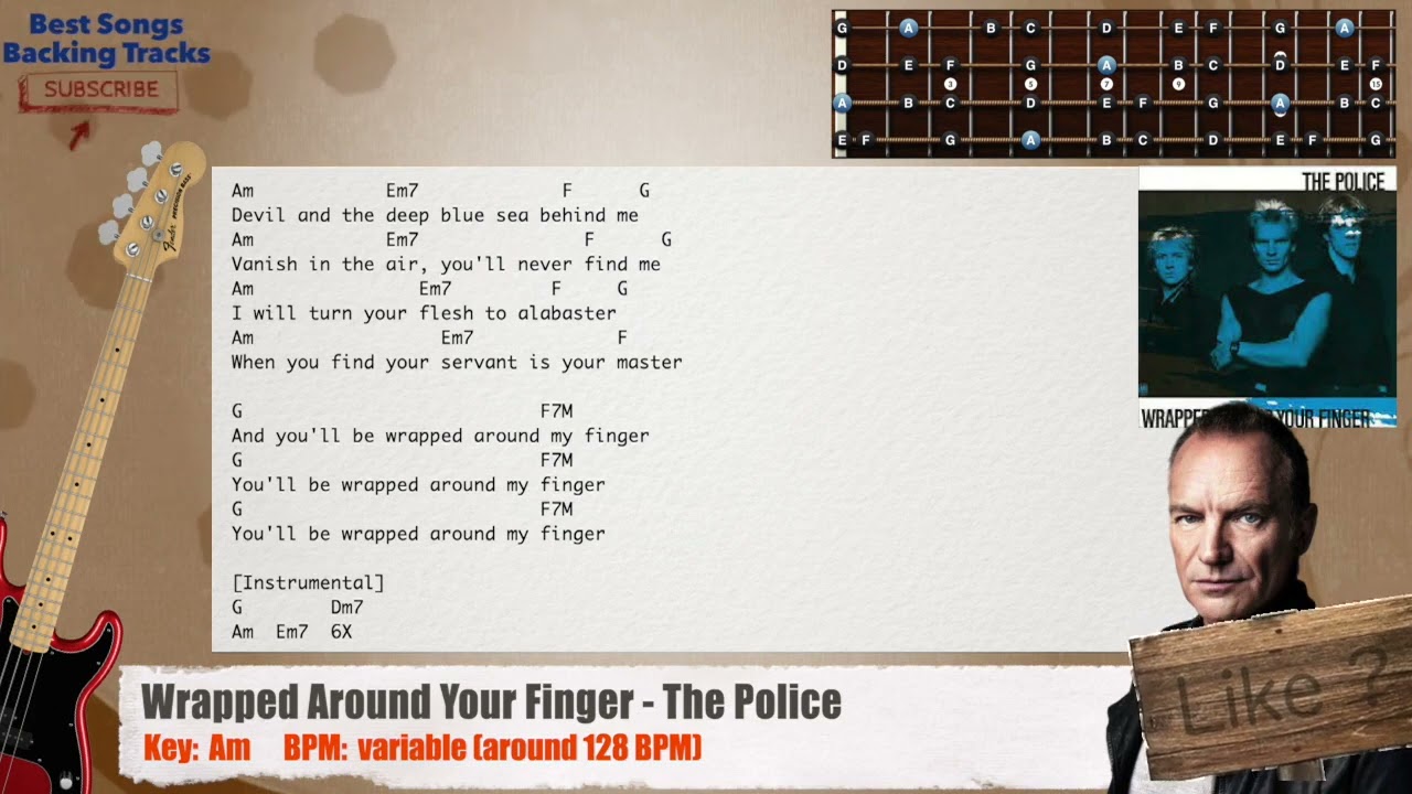 🎻 Wrapped Around Your Finger - The Police Bass Backing Track with chords and lyrics
