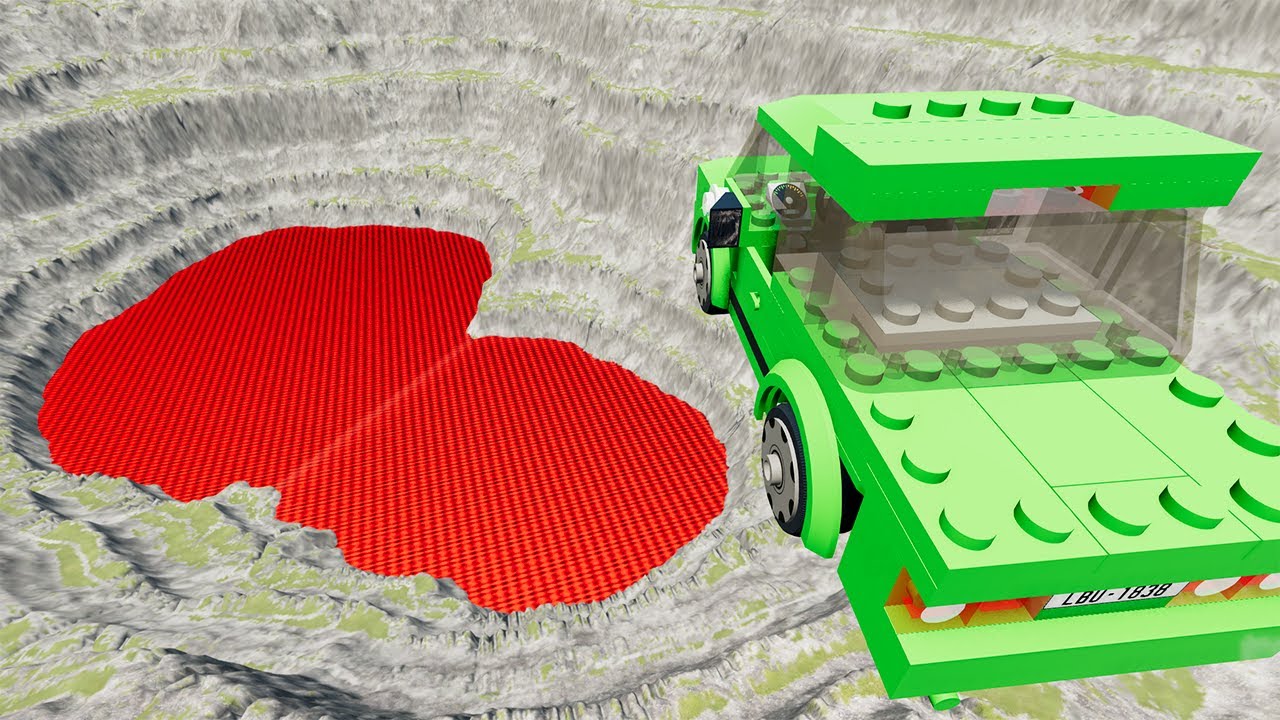 LEGO Car Jumping Into Leap Of Death, Snow, Volcano #2 - BeamNG.Drive