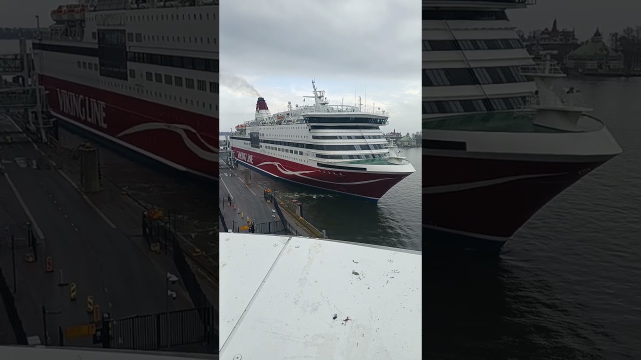 Silja Symphonyn ja Viking linen cerenadin lähtö eteläsatamasta 