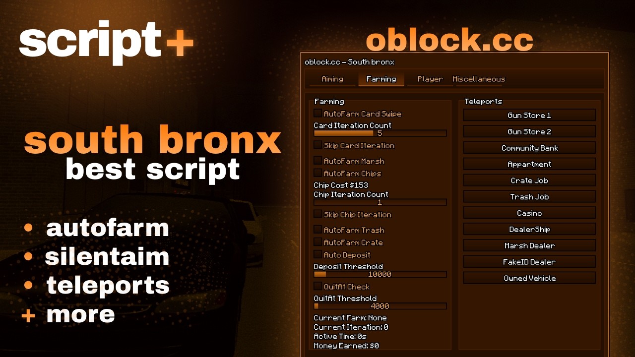 BEST AUTOFARM SCRIPT FOR SOUTH BRONX OBLOCK.CC 🔥| Silent aim, Autofarm, Noclip, + MORE!!