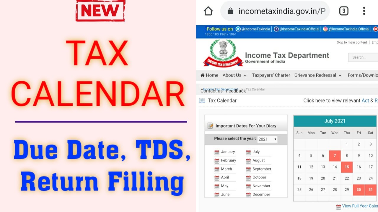 tax calendar 2021 / income tax calendar 2021 / how to see tax due date / how to see tax calendar