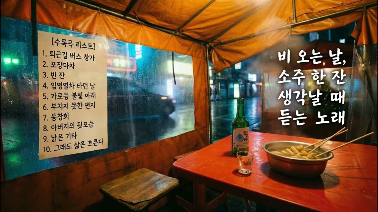 ☔ 비 오는 날, 소주 한 잔 생각날 때 듣는 노래 모음 [가사 포함] | 708090 레트로 감성 1시간 연속 듣기