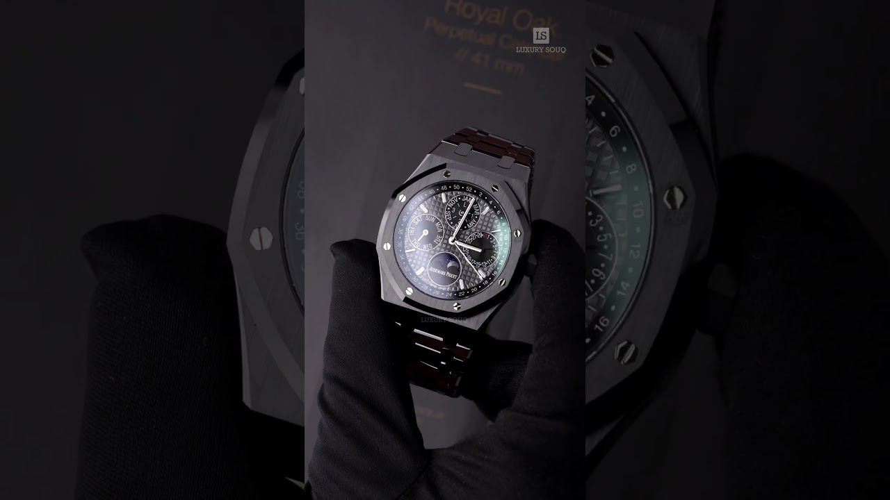 The Audemars Piguet Royal Oak Perpetual Calendar is made of sleek black ceramic | Luxury Souq