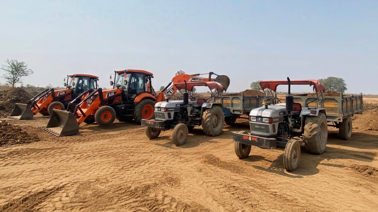 2 JCB 3dx Machine Loading Mud in Tractors | Jcb Mitti Laading truck and Tractors | Jcb and Tractor