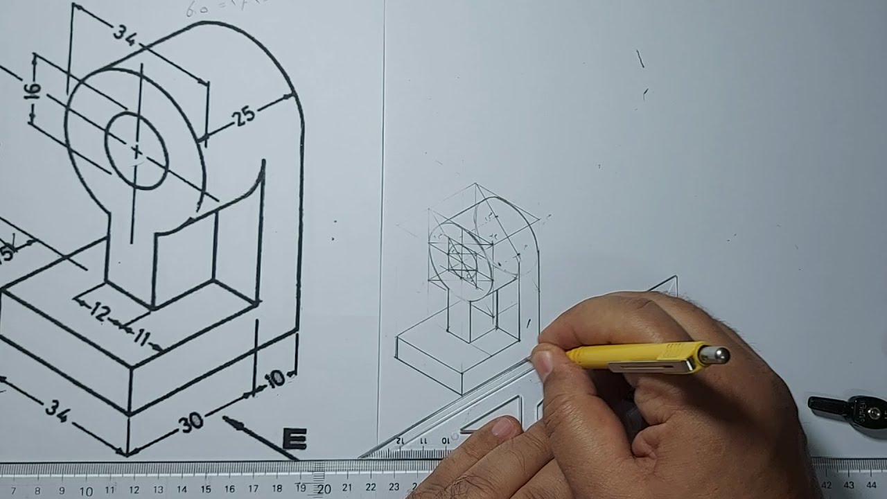 رسم المنظور الهندسى بطريقة بسيطة جدا isometric