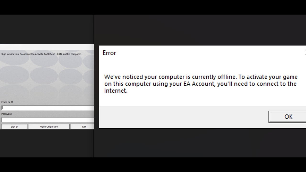 Fix EA Games Error We've Noticed Your Computer Is Currently Offline Sign In With EA Account