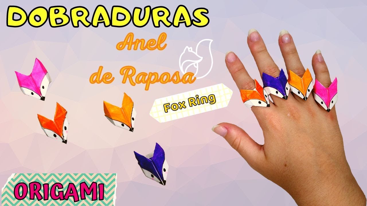 Anel de Dobradura - Raposa - Origami - Como fazer anel de papel