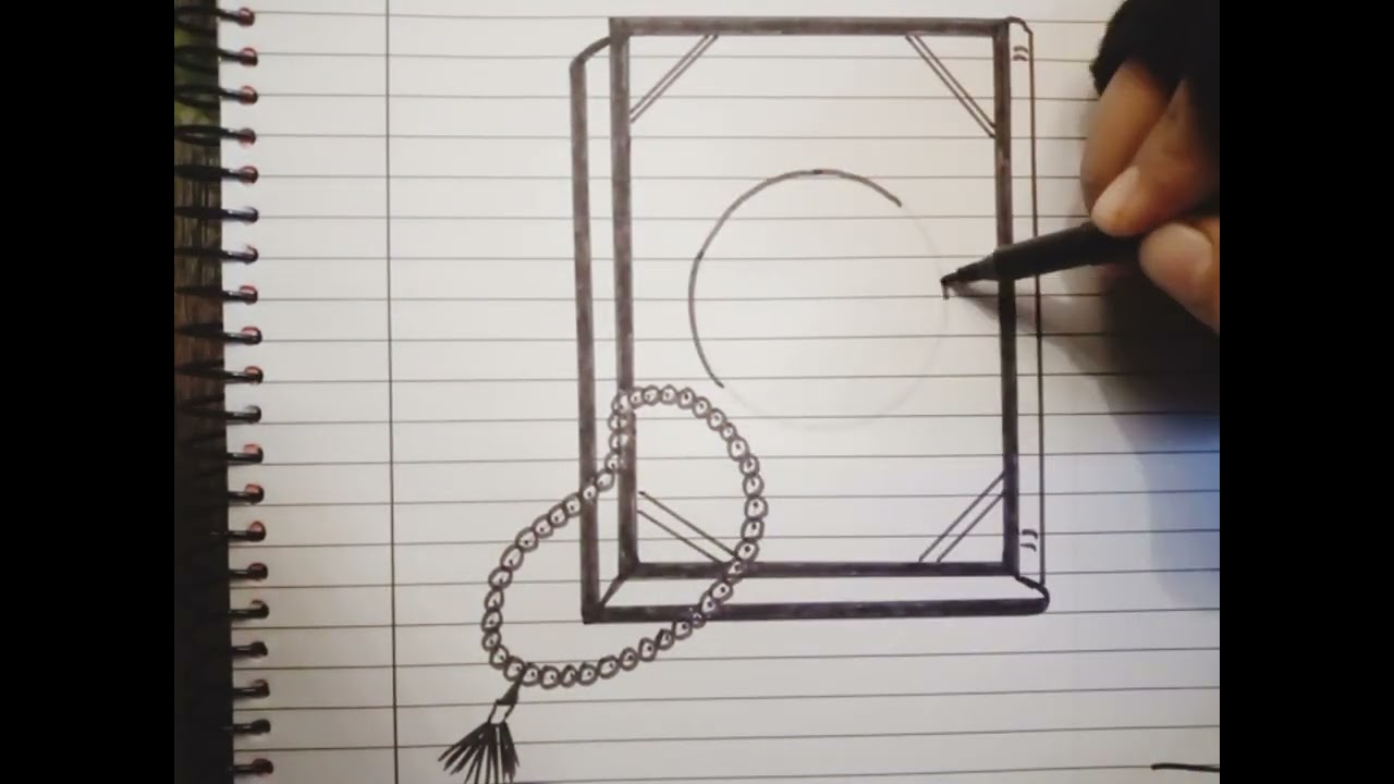 How to draw a Quran with tasbeeh|| Easy Islamic drawing step by step|| Holy Quran with tasbeeh 