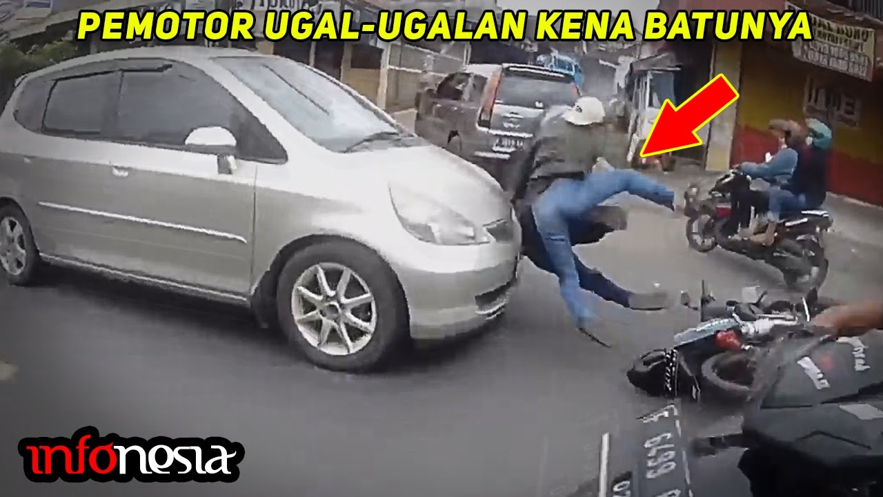 KAPOK...! Aksi Pemotor Ugal-Ugalan Berujung Celaka