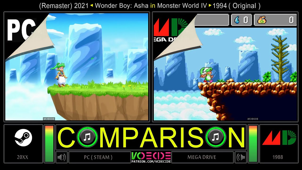 Wonder Boy: Asha in Monster World IV (PC vs Mega Drive) Side by Side Comparison | VCDECIDE