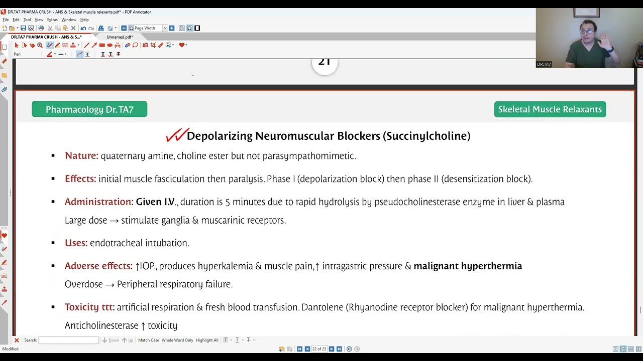 DR TA7: MUSCLE PHARMA REVISION (MED SCHOOL NOT USMLE)