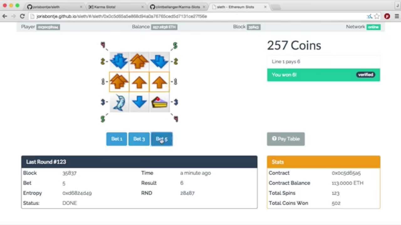 Ethereum Slot Machine DApp