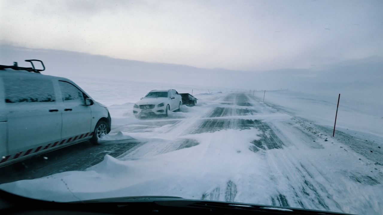 Norway Relaxing Snowy Drive Tour. Snow Storm, Blizzard & Hurricane Roads. Ambient ASMR sounds