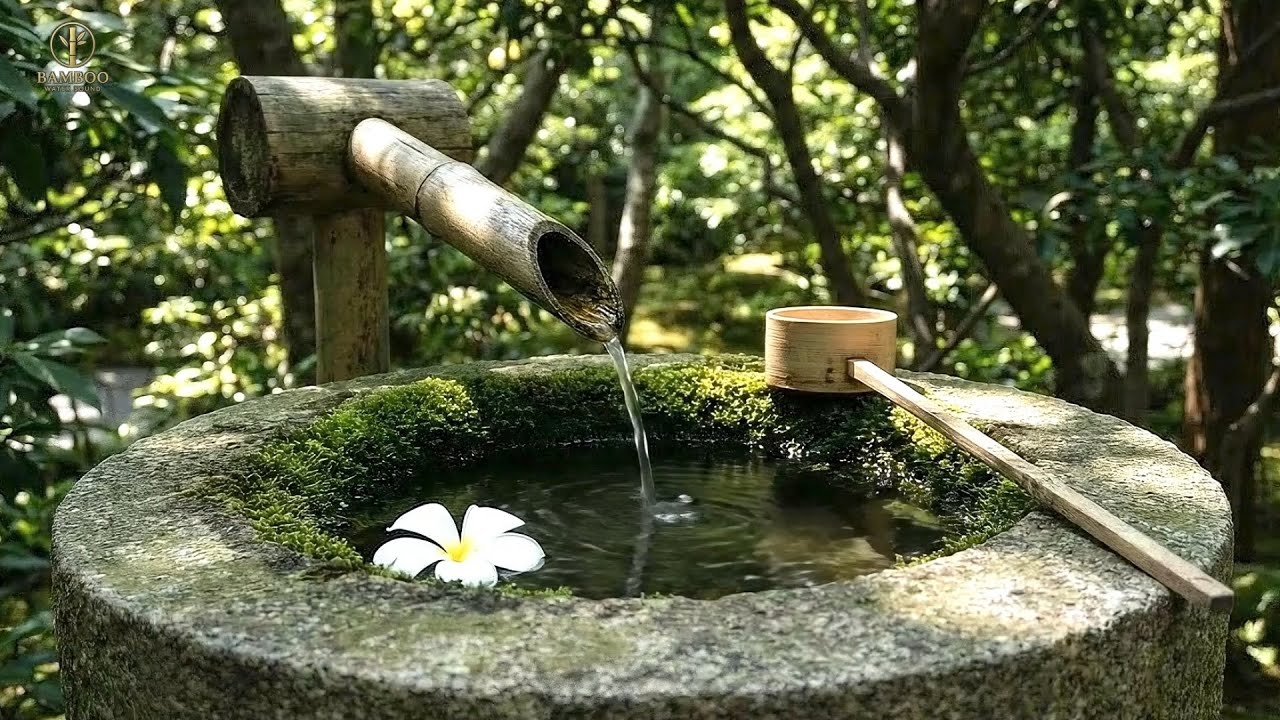Zen Garden Ambience with Bamboo Water Sound 🌿 Relaxing Piano Music for Stress Relief & Deep Calm