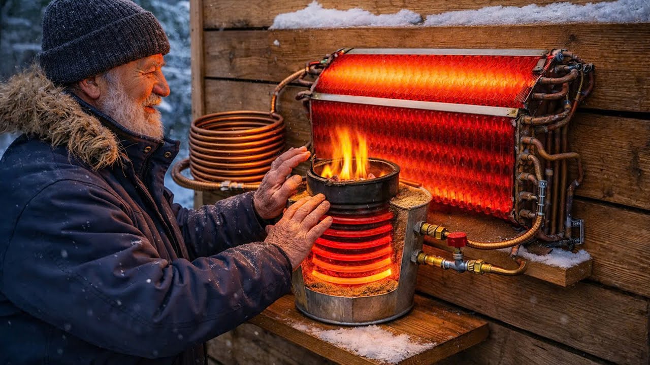 Без газа, без 220 В 😱 Эта простая самодельная отопительная печь будет обогревать дом бесплатно всю